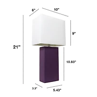 Lalia Home Lexington 21" Leather Home Décor Table Lamp