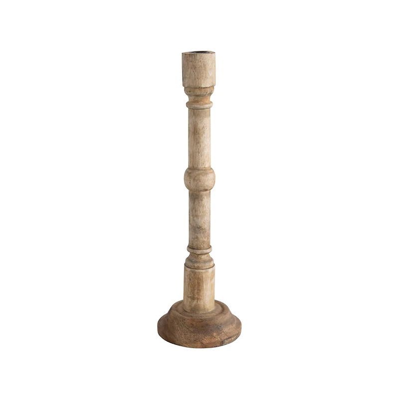 Hello Honey® 17" Hand-Carved Mango Wood Taper Candle Holder