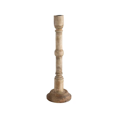 Hello Honey® 17" Hand-Carved Mango Wood Taper Candle Holder