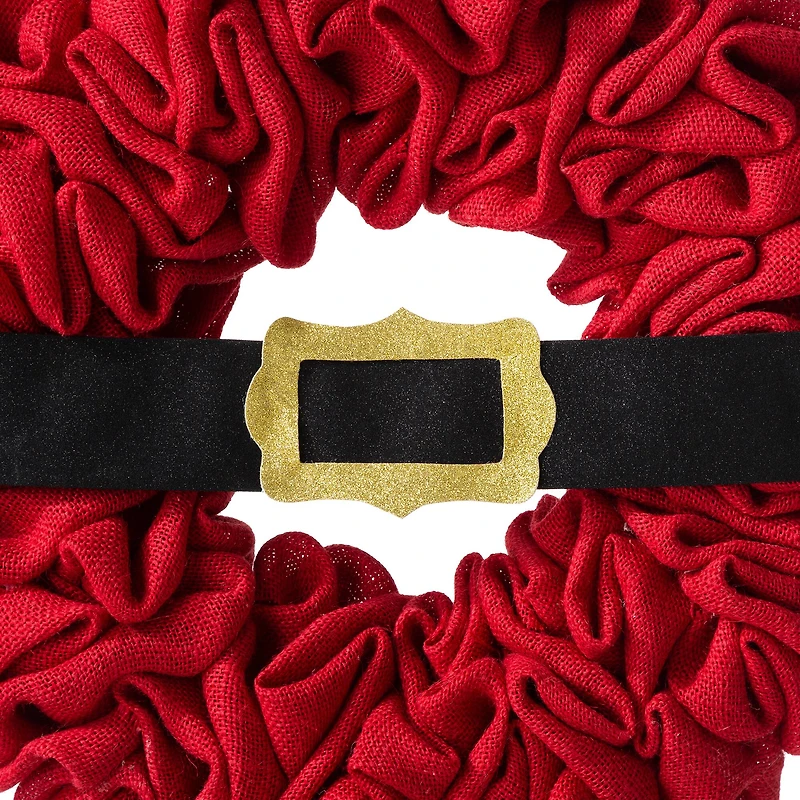 Glitzhome® 18" Christmas Red Belt Fabric Wreath