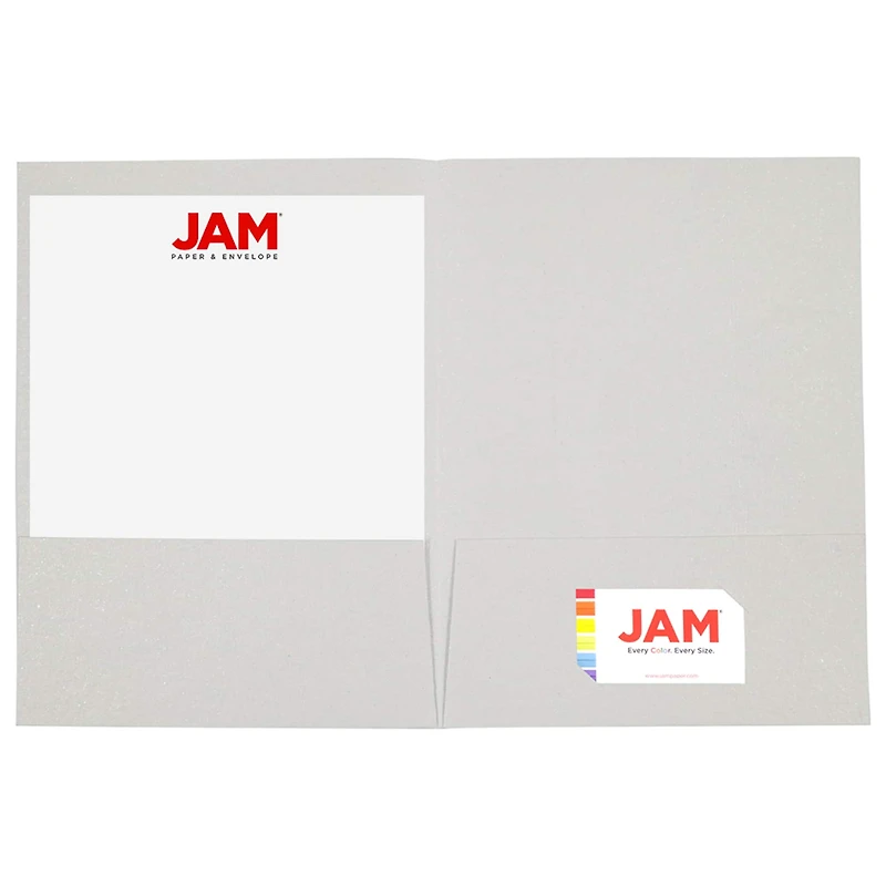 JAM Paper White Metallic Handmade Folders, 100ct.