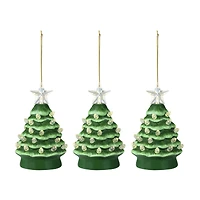 Mr. Christmas 5" Green with White Bulbs Nostalgic Tree Ornaments, 3ct.