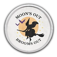 20" Moon's Out Brooms Out Round Wall Art in White Frame