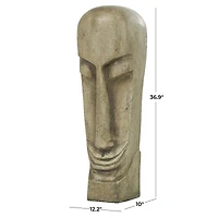 37" Gray Face Totem Sculpture