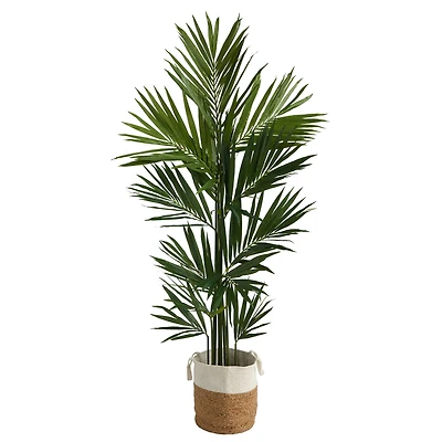 7ft. Kentia Artificial Palm in Handmade Natural Jute and Cotton Planter