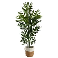 7ft. Kentia Artificial Palm in Handmade Natural Jute and Cotton Planter