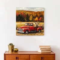 Fall Red Truck Highland 16" x 16" Canvas Wall Art