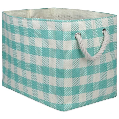 DII® Medium Aqua Checked Rectangle Woven Paper Basket