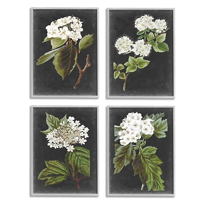 Stupell Industries Gray with White Cottage Florals Framed Wall Art