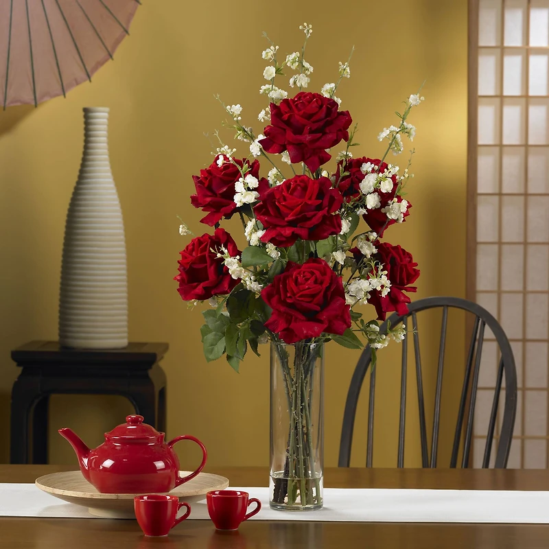 2.5ft. Red Roses & Cherry Blossoms Flower Arrangement