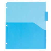 JAM Paper 9.75" x 11.5" 5-Tab Plastic Index Tab Dividers with Double Pockets