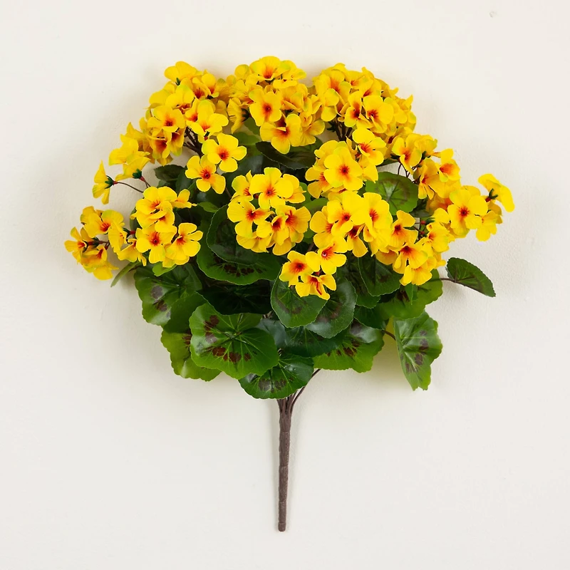 19" UV Resistant Artificial Geranium Bush (Indoor/Outdoor) - Set of 3