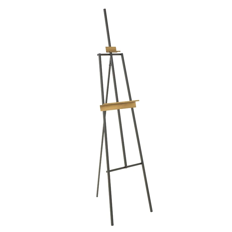 68.5" Black Metal Painter's Inspired 4-Tier Display Easel with Gold Accents