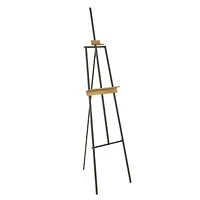 68.5" Black Metal Painter's Inspired 4-Tier Display Easel with Gold Accents