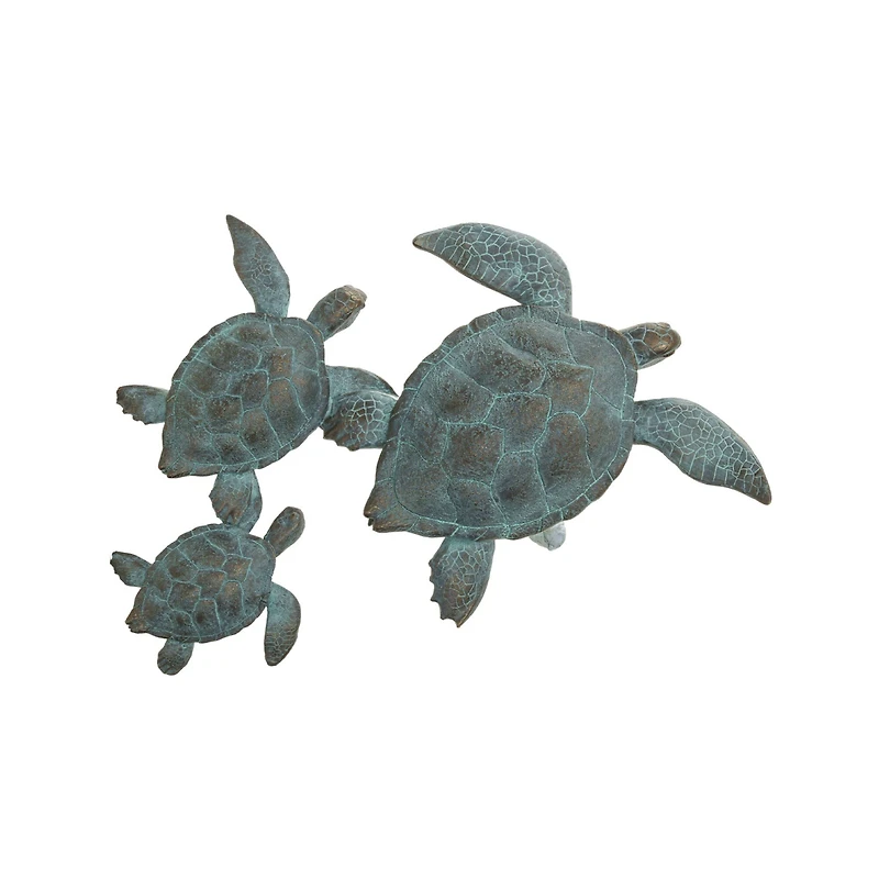 Hello Honey® Teal with Verdigris Finish Turtle Family Wall Décor