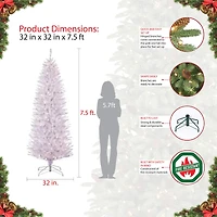 7.5ft. Pre-Lit White Fraser Fir Pencil Artificial Christmas Tree, Clear Lights