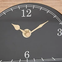 Wooden Semicircle Clock Set with Brown Wooden Frame & Ring Handle