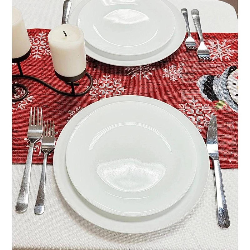 Wizardi 13.75" x 67" Snowman Christmas Red Table Runner