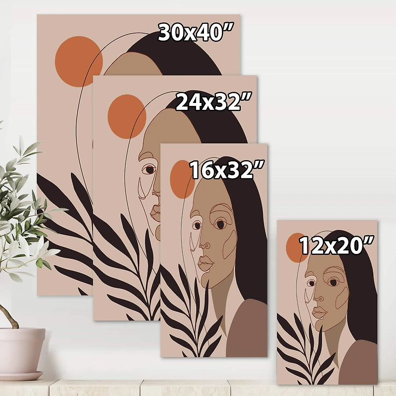 Designart - Retro Minimal Portrait of Young Woman