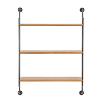 Brown Iron Industrial Wall Shelf, 33" x 25" x 7"