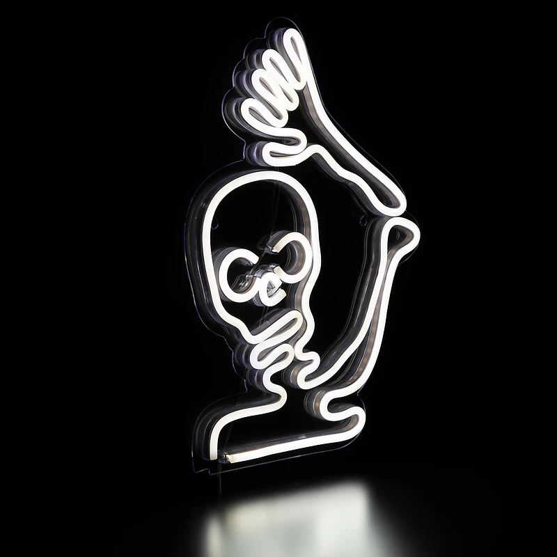 15" White LED Neon Style Skeleton Halloween Window Silhouette