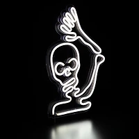 15" White LED Neon Style Skeleton Halloween Window Silhouette