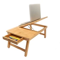 Mind Reader 21.2" Adjustable Bamboo Lap Desk Breakfast Table with Foldable Legs