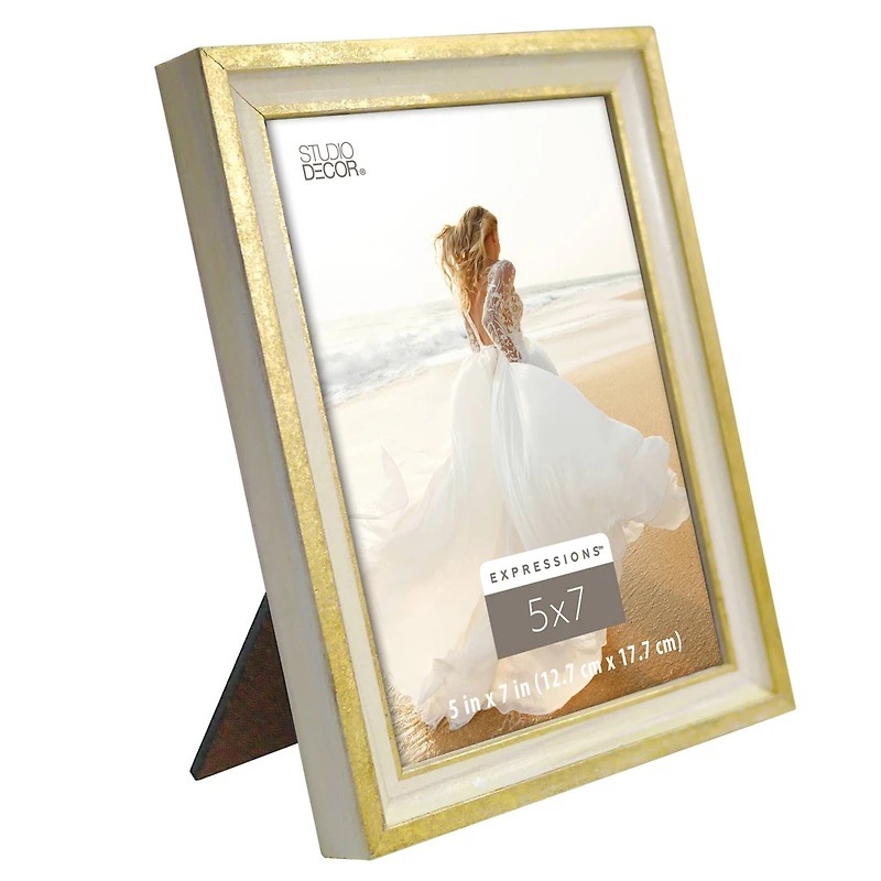 Expressions™ Cream & Gold Leaf Frame by Studio Décor