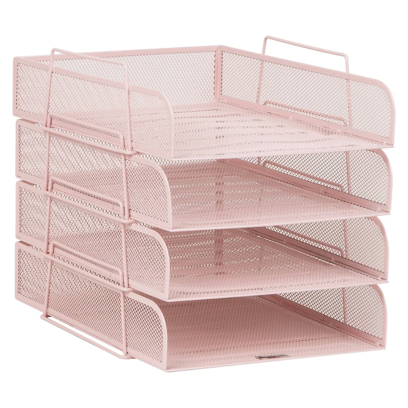 Mind Reader Stackable Paper Tray, Desktop Organizer, File Storage, Office, Metal Mesh, 4 Pcs