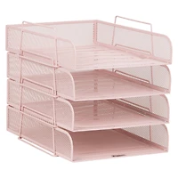 Mind Reader Stackable Paper Tray, Desktop Organizer, File Storage, Office, Metal Mesh, 4 Pcs