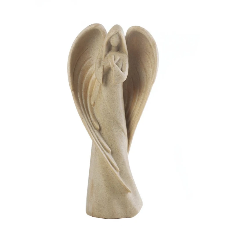 Elegant Minimalistic Guardian Angel Figurine Prayer Statue 4.5" x 2.38" x 9.25
