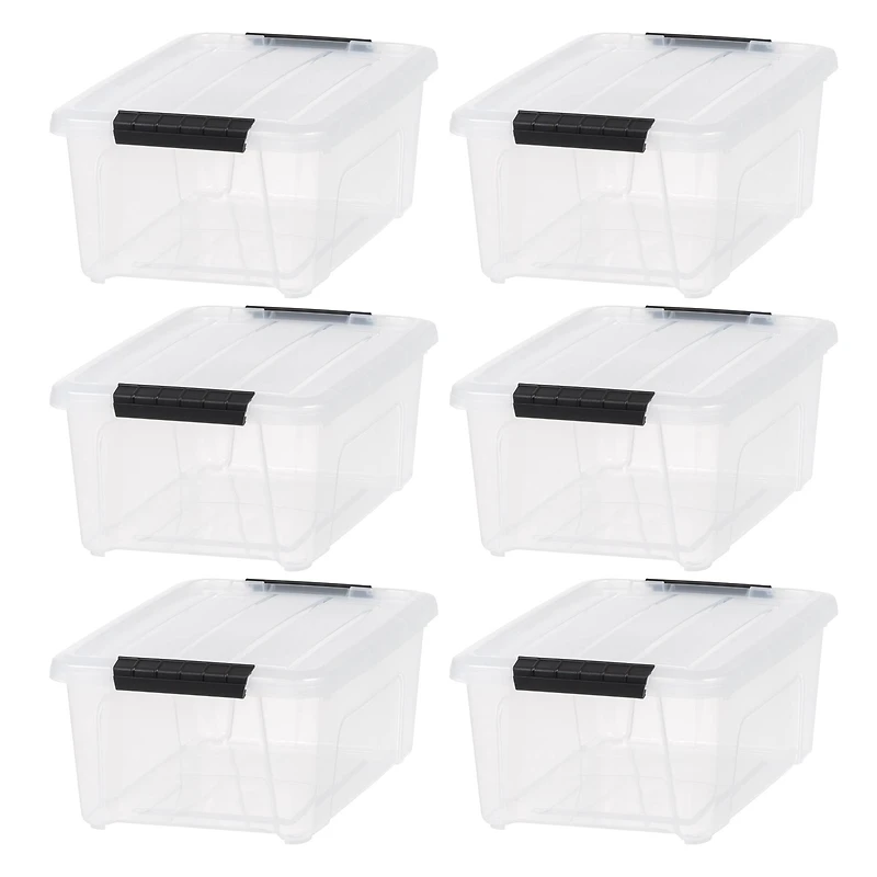 IRIS® 13.5qt. Buckled Clear Boxes with Clear Buckle Lids, 6ct.