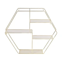 Honey Can Do 21" Gold Hexagonal Decorative 4-Tier Metal Wall Shelf