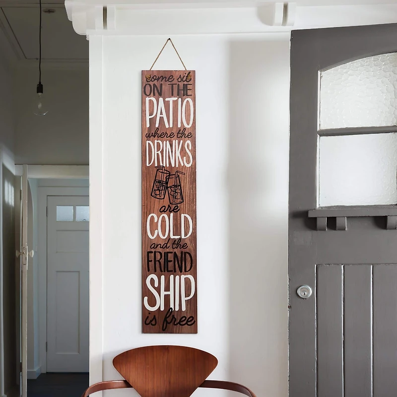 American Art Décor™ 47.25" Patio Friendship Grillin' Chillin Double-Sided Hanging & Leaning Wall Sign