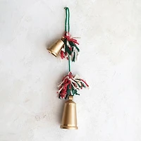Hello Honey® 19" Hanging Metal Bells with Braided Cotton & Fabric Remnants Hanger