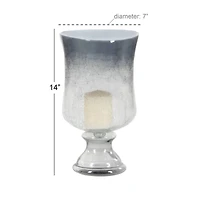 14" Black Glass Traditional Candle Holder
