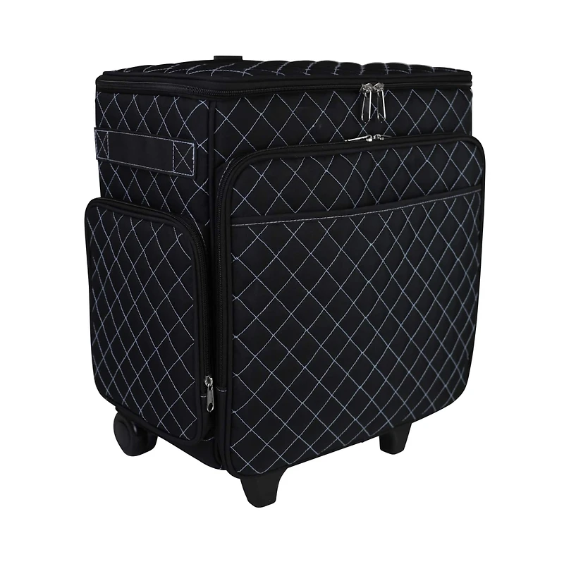 Everything Mary Black & Blue Quilted Rolling Craft Bag