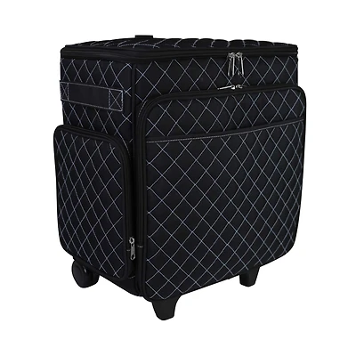 Everything Mary Black & Blue Quilted Rolling Craft Bag