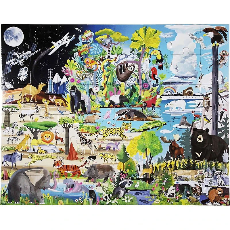 eeBoo Within the Biomes 48 Piece Giant Jigsaw Puzzle