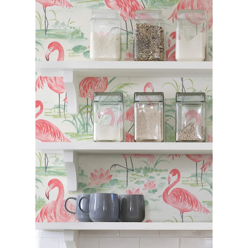 Wallpops Pink Flamingo Beach Peel & Stick Wallpaper