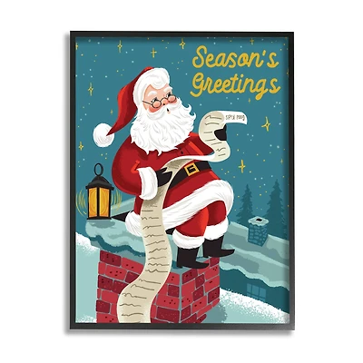 Stupell Industries Season's Greetings Santa's List Chimney Framed Giclee Art