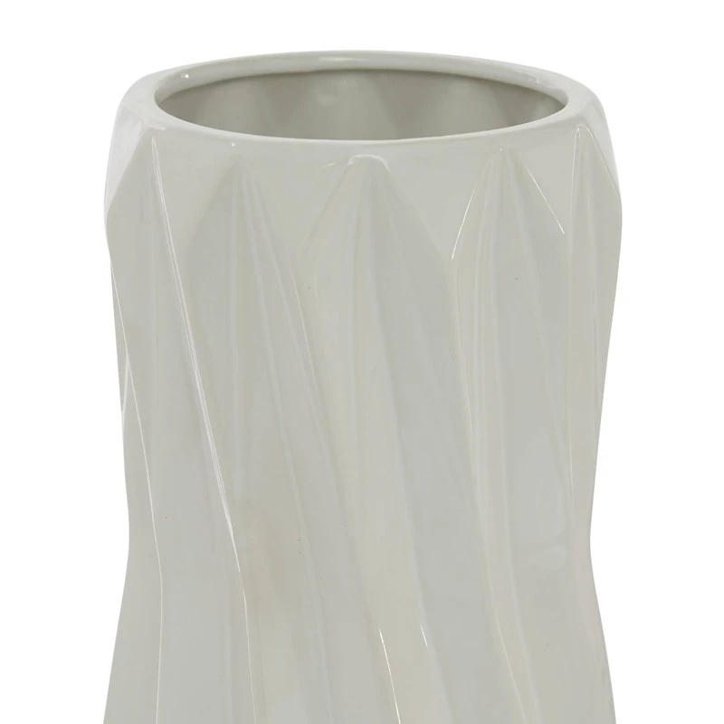 White Ceramic Modern Vase, 16" x 7" x 7"