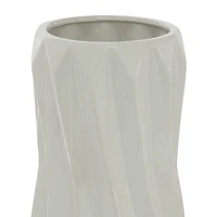 White Ceramic Modern Vase, 16" x 7" x 7"