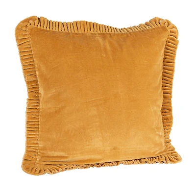 Hello Honey® 20" Mustard Yellow Velvet Ruffled Square Accent Pillow