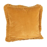Hello Honey® 20" Mustard Yellow Velvet Ruffled Square Accent Pillow