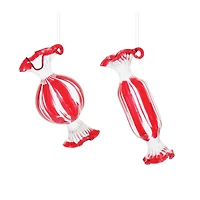 Glass Peppermint Candy Ornaments Set