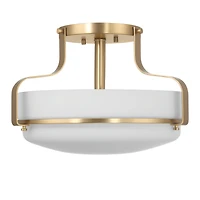 Hello Honey® Chatsworth White & Gold Etched Opal Glass & Metal Semi-Flush Mount Ceiling Light
