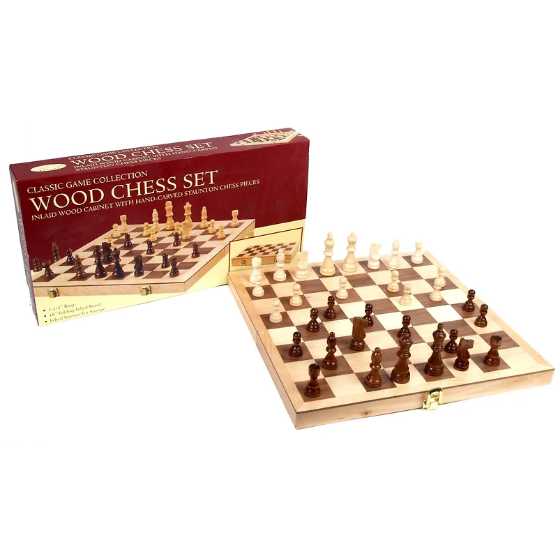 Classic Games Collection 18" Deluxe Folding Chess Set