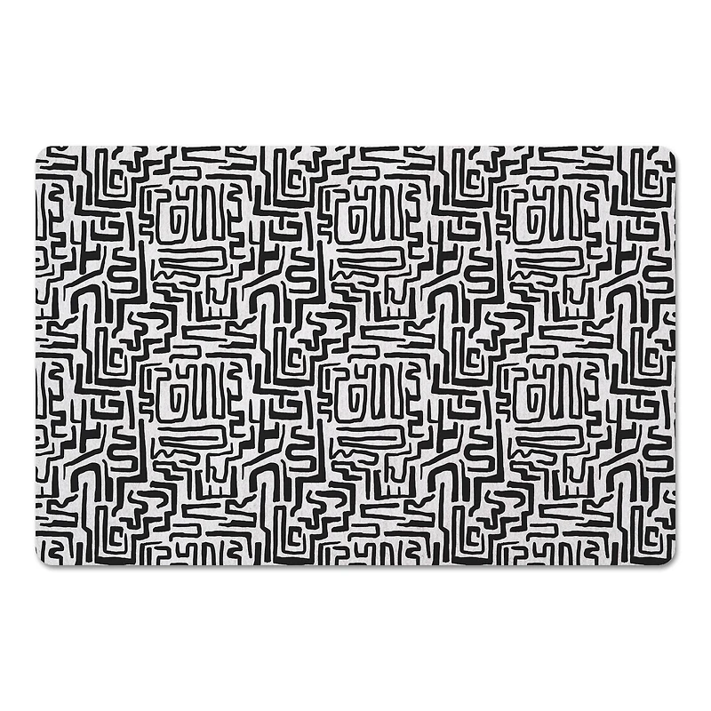Black Maze Lines 27" x 18" Floor Mat