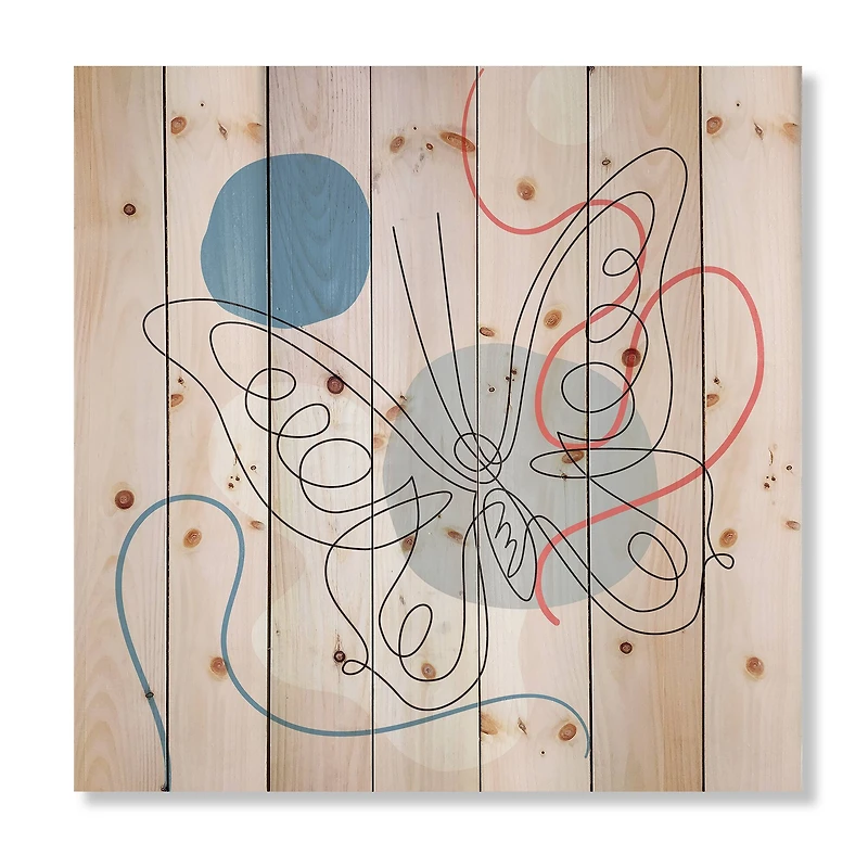 Designart - Butterfly One Line Drawing On Cubism Shapes III